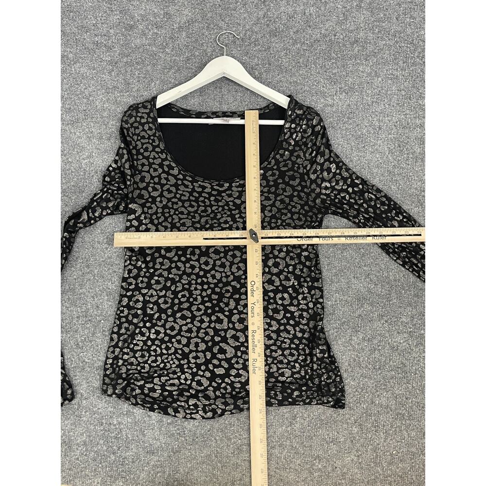 Jennifer Lopez Tunic Blouse Small Leopard Cheetah Long Sleeve Black Shirt N253 - Picture 7 of 8